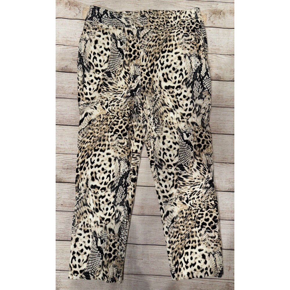 Chico's Chicos Stretch Cotton Blend Leopard Animal Print Pants Women's 0 Small